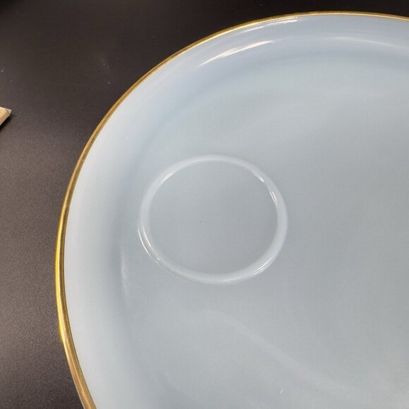 Vintage Anchor Hocking Fire King Blue Turquoise Lunch Snack Plate and Cup Set - Picture 6 of 13